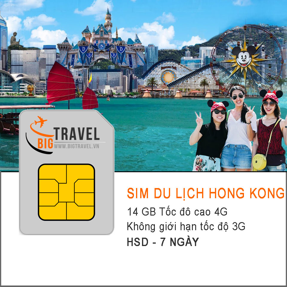 Sim 4G du lịch Hồng Kong 7 ngày (14 GB tốc độ 4G +3G không giới hạn) - Bigtravel.vn